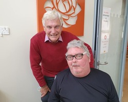 Tony Enifer with Sir Trevor Brooking (cropped)
