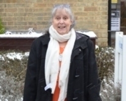 Ann Dalgliesh outside the hospice (cropped)